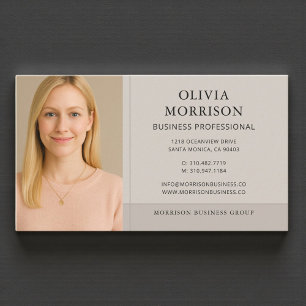 Carte De Visite Photo Taupe Neutre Moderne Minimaliste