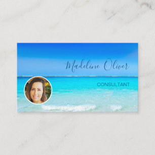 Carte De Visite Photo Travel Professionnel Ocean Beach Blue