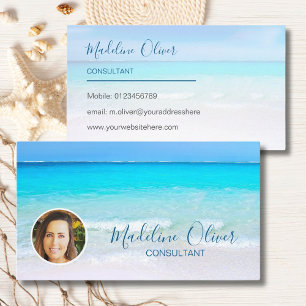 Carte De Visite Photo Travel Professionnel Ocean Beach Blue
