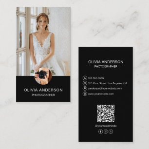 Carte De Visite Photographe 2 Photos Icônes personnalisées QR Code