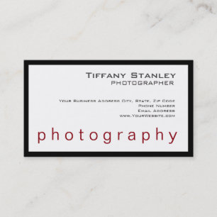 Carte De Visite Photographe à la mode blanc de cadre noir élégant