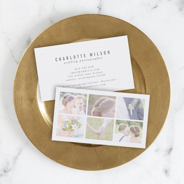 Carte De Visite Photographe blanc moderne photo multiple (Créateur téléchargé)