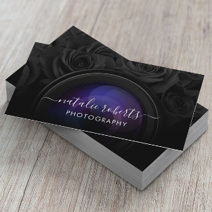 Carte De Visite Photographe Caméra Black Floral Photographie