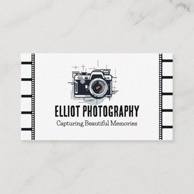 Carte De Visite Photographe caméra film noir et blanc Affaires (Devant)