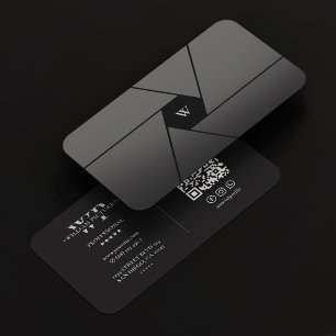 Carte De Visite Photographe Camera Lens Élégant Monogramme noir