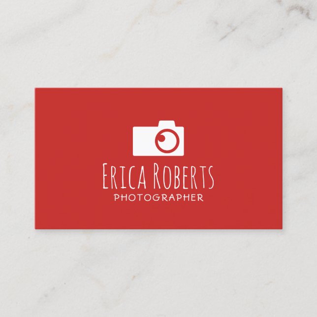 Carte De Visite Photographe Caméra Logo Minimal Red Photographie (Devant)