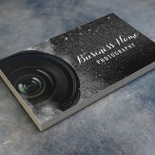 Carte De Visite Photographe Caméra Parties scintillant noire Photo