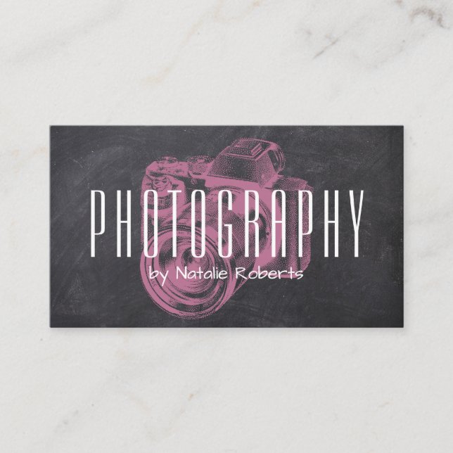 Carte De Visite Photographe Caméra rose Professionnelle Tableau no (Devant)