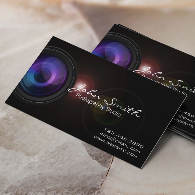 Carte De Visite Photographe de l'appareil photo Len & Light Flare (Créateur téléchargé)