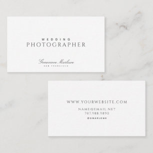 Carte De Visite Photographe de Mariage Élégant Minimaliste
