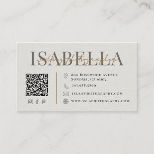 Carte De Visite Photographe de Mariage Moderne Code QR