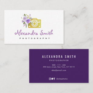 Carte De Visite photographe du logo floral d'aquarelle violette