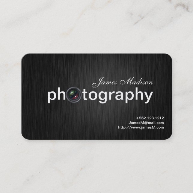 Carte De Visite Photographe élégant de professionnel de noir et (Devant)