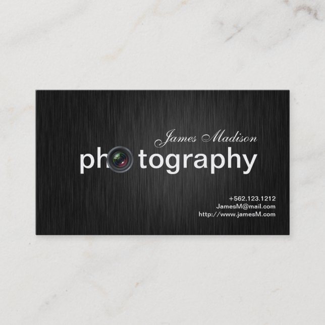 Carte De Visite Photographe élégant de professionnel de noir et (Devant)