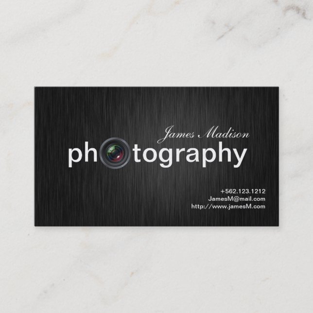 Carte De Visite Photographe élégant de professionnel de noir et (Devant)