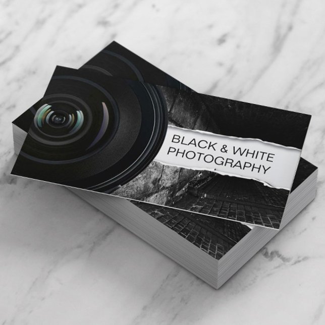 Carte De Visite Photographe élégant noir & blanc Photographie (Créateur téléchargé)