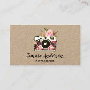 Carte De Visite Photographe floral rose professionnel Papier