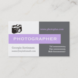 Carte De Visite Photographe gris, blanc, lavande attirant l'oeil