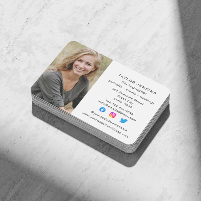Carte De Visite Photographe indépendant des médias sociaux Photo p (Créateur téléchargé)