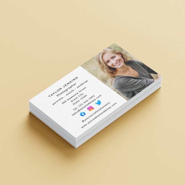 Carte De Visite Photographe indépendant sur les médias sociaux Pho (Créateur téléchargé)