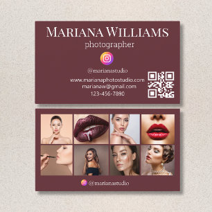 Carte De Visite photographe instagram 8 photos code qr marron