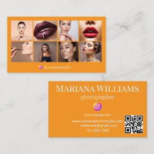 Carte De Visite photographe instagram 8 photos qr code orange