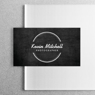 Carte De Visite Photographe, logo photo sur bois noir