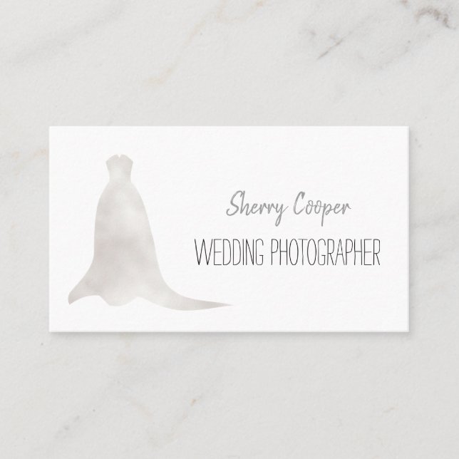 Carte De Visite Photographe mariage Mariage Robe Élégante (Devant)