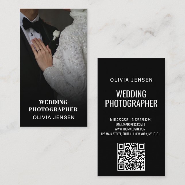 Carte De Visite Photographe mariage moderne photo collage minimal (Devant / Derrière)