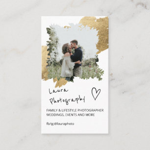 Carte De Visite Photographe mariage or floral 2 photo collage