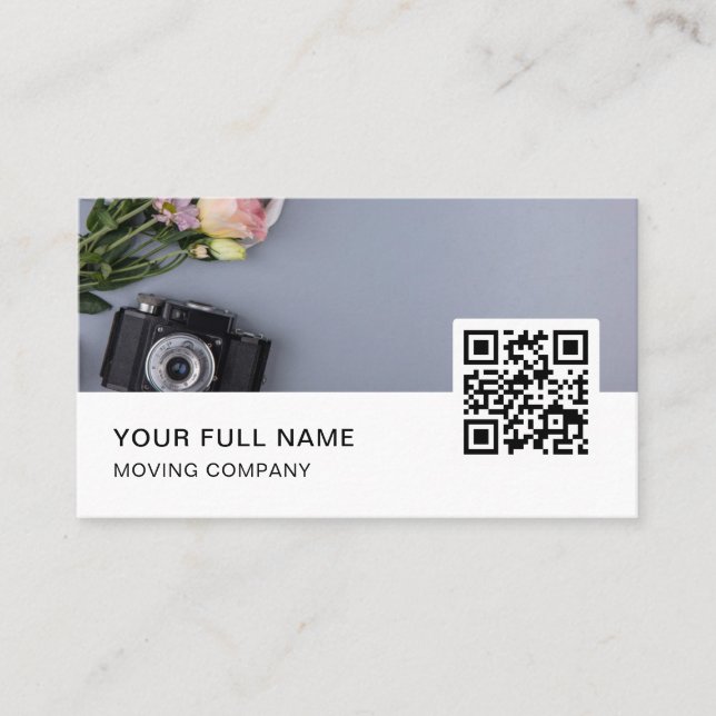 Carte De Visite Photographe mariage QR Code Logo Médias sociaux (Devant)