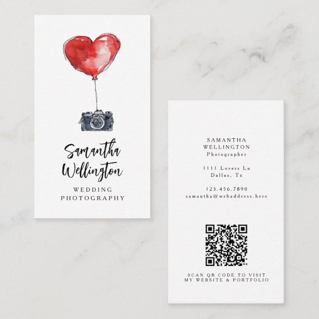 Carte De Visite Photographe Mariage romantique mignon Whimsical He (Devant / Derrière)
