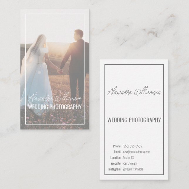 Carte De Visite Photographe Mariage simple et élégant moderne (Devant / Derrière)