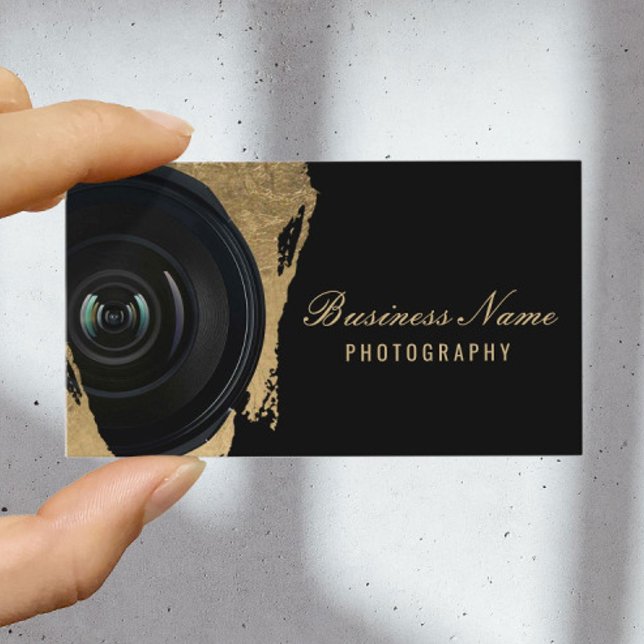 Carte De Visite Photographe moderne Black & Gold Photographie (Créateur téléchargé)