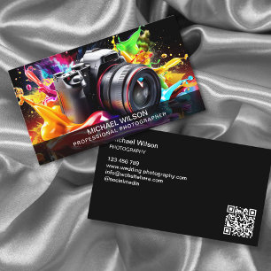 Carte De Visite Photographe moderne branché des médias sociaux QR 