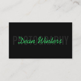Carte De Visite Photographe moderne minimaliste noir vert