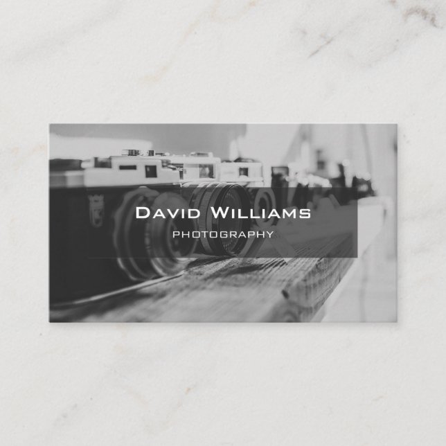 Carte De Visite Photographe moderne noir et blanc (Devant)