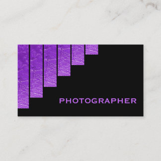 Carte De Visite Photographe moderne violet, noir rayures verticale