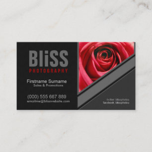 Carte De Visite Photographe noir+gris rouge avec Modèle photo