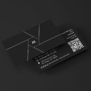 Carte De Visite Photographe Objectif d'appareil photo minimal Noir
