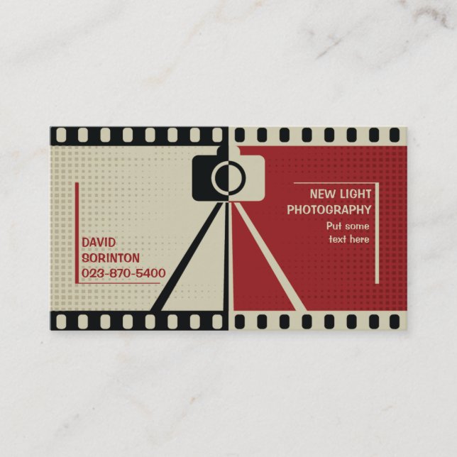 Carte De Visite Photographe photo noir, rouge, beige (Devant)