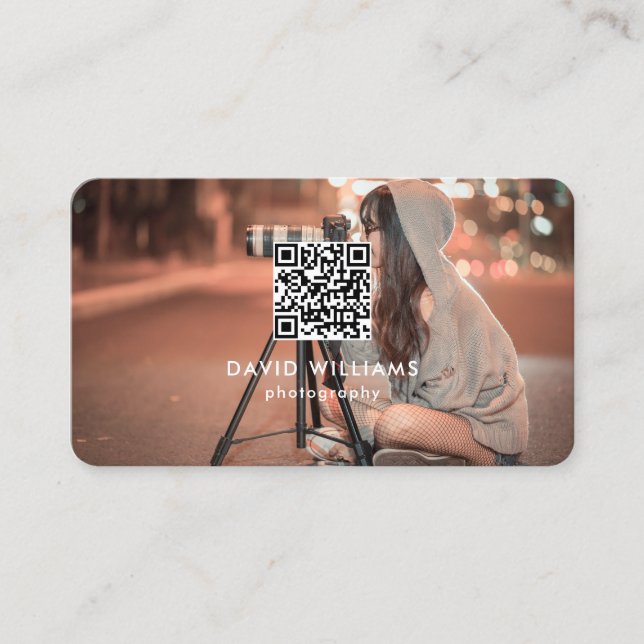 Carte De Visite Photographe Photo QR Code professionnel noir (Devant)