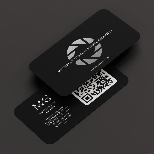 Carte De Visite Photographe Pilote de drone Appareil photo noir gr (Photographer Drone Pilot Black Grey Camera Lens Business Card
)
