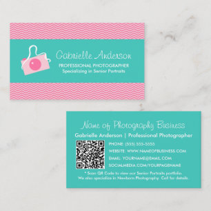 Carte De Visite Photographe principal Turquoise Chevron