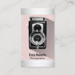 Carte De Visite Photographe rétro Camera Blush Pink Photographie
