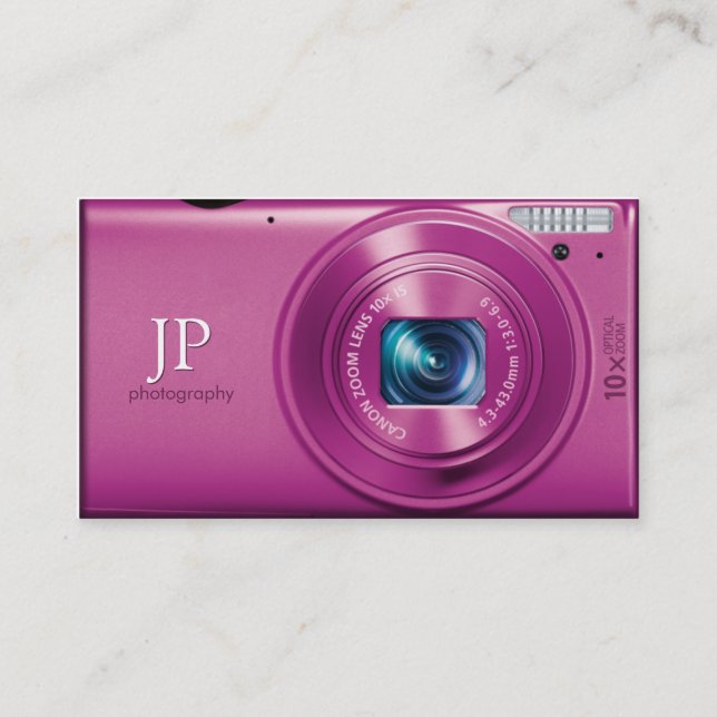 Carte De Visite Photographe rose d'appareil-photo compact (Devant)