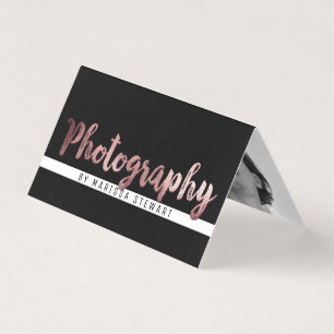 Carte De Visite Photographe rose moderne chic de traçage d'or