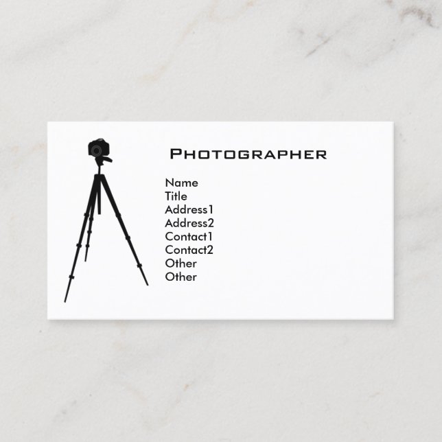 Carte De Visite Photographe simple (Devant)