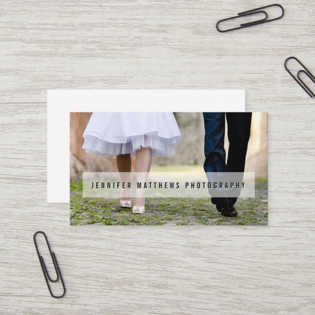Carte De Visite Photographe simple recouvert par photo minimale (Devant/Arrière en situation)