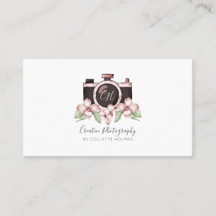 Carte De Visite Photographe vintage Camera rose Grey Florals